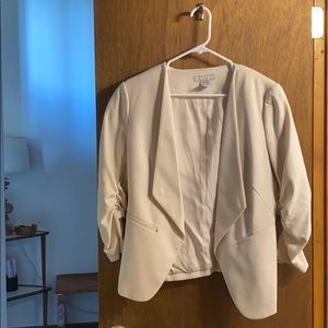 H&M Cream Linen Look Blazer with Rouched Sleeves